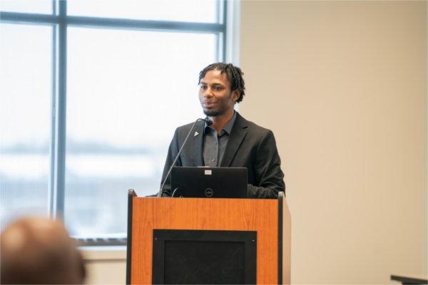 Michael King at the podium