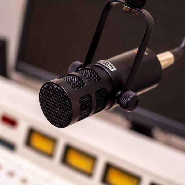 A microphone used in a radio studio